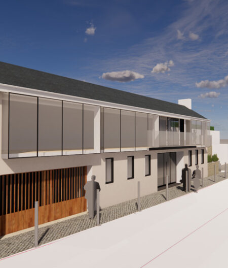 Artists impression of property extension at Kingswear viewed from street level.