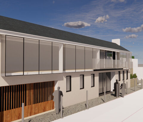 Artists impression of property extension at Kingswear viewed from street level.