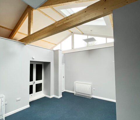 Ogwell Memorial Hall illuminated by new roof lights