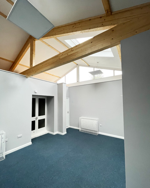 Ogwell Memorial Hall illuminated by new roof lights