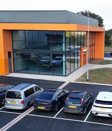 Featured image for the BOWA Medical UK project completion case study. External view of building reception.
