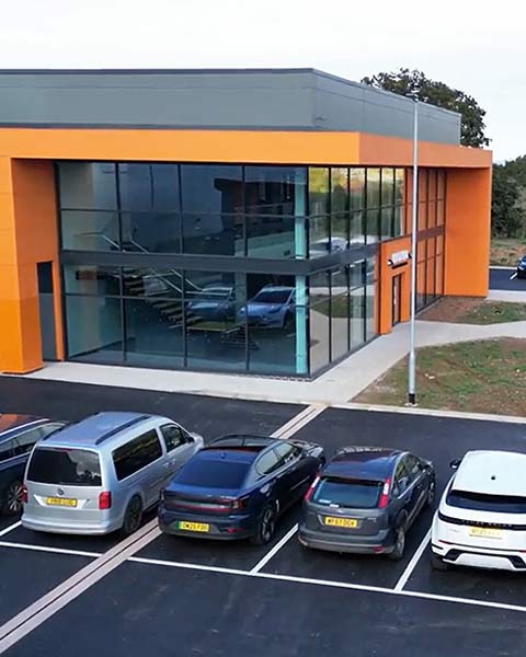 Featured image for the BOWA Medical UK project completion case study. External view of building reception.