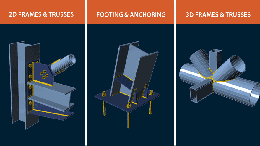 Commercial Structural Engineer - Steel Connections Image of various steel connection designs