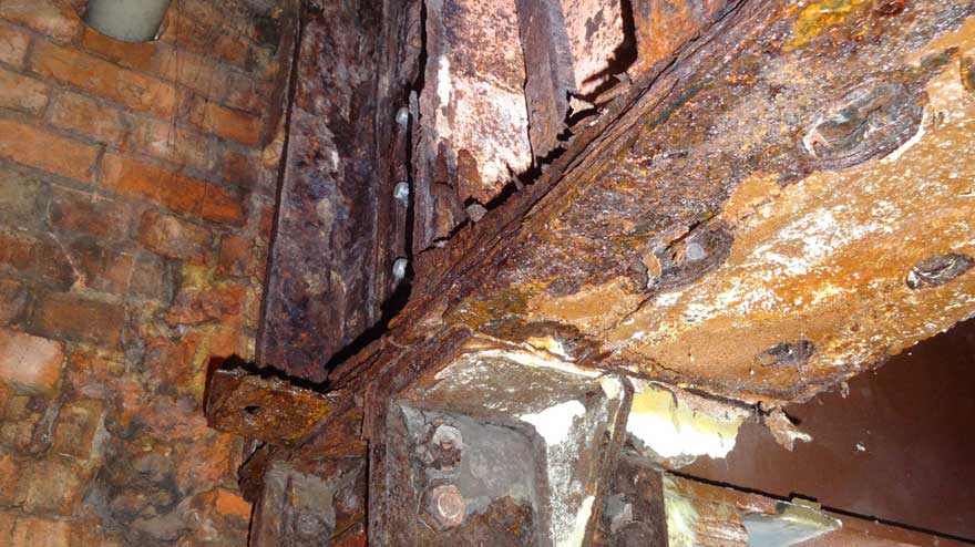 Commercial Structural Engineer - Steel Corrosion Image of severely corroded structural steelwork