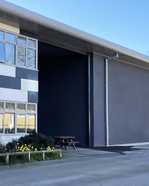 Exterior of theatre auditorium at Queen Elizabeth's Grammar School, Kent