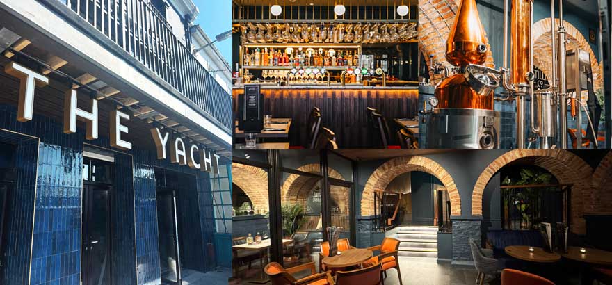 Photo collage of The Yacht bar and restaurant in Torquay, Devon
