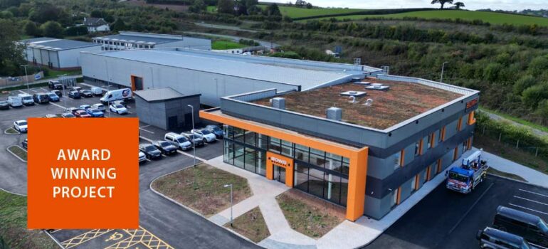 Aerial view of the award-winning BOWA Medical UK facility in Kingskerswell, Devon