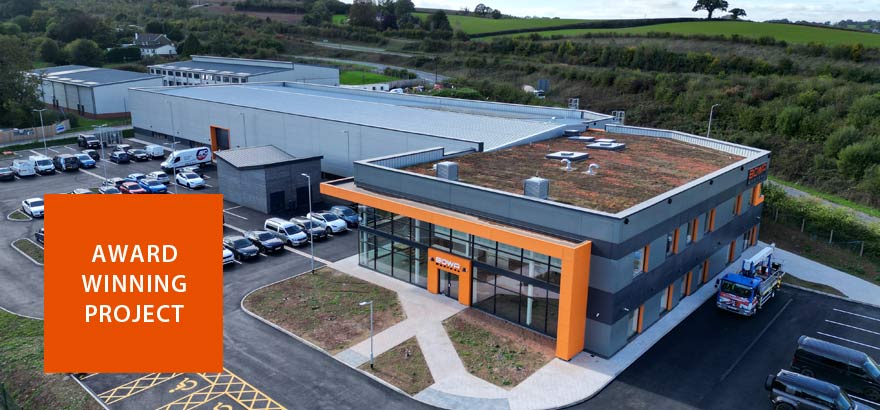 Aerial view of the award-winning BOWA Medical UK facility in Kingskerswell, Devon
